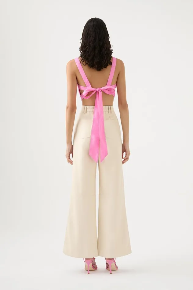 Phoebe Wide Leg Pant Sandstone Beige Women Aje Pants Phoebe Wide Leg Pant Sandstone Beige Women Aje Pants