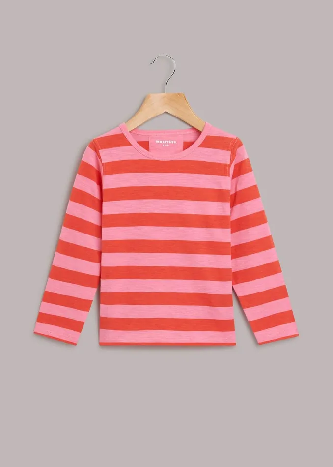 Pink Stripe Long Sleeve Tee Kids Whistles Tops