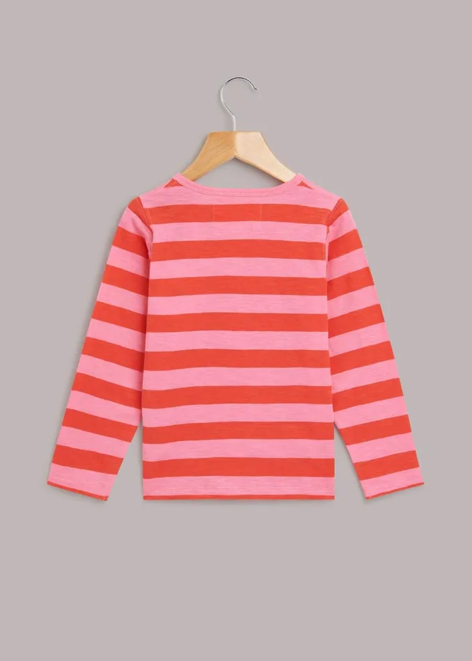 Pink Stripe Long Sleeve Tee Kids Whistles Tops