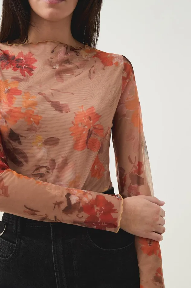 Portal Mesh Skivvy Meadow Blooms Women Aje Tops Portal Mesh Skivvy Meadow Blooms Women Aje Tops