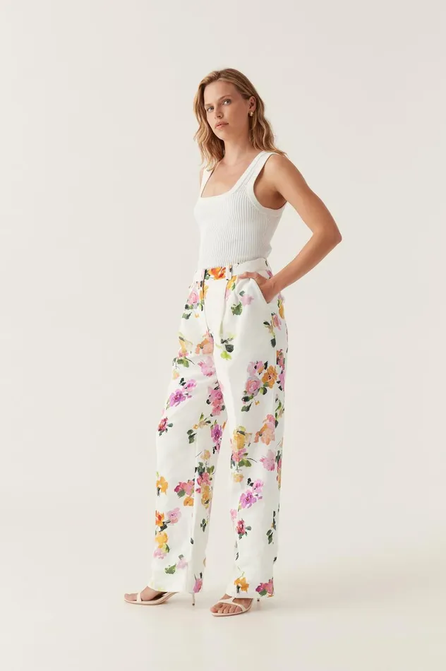 Portray Relaxed Pant Scattered Floral Women Aje Pants Portray Relaxed Pant Scattered Floral Women Aje Pants