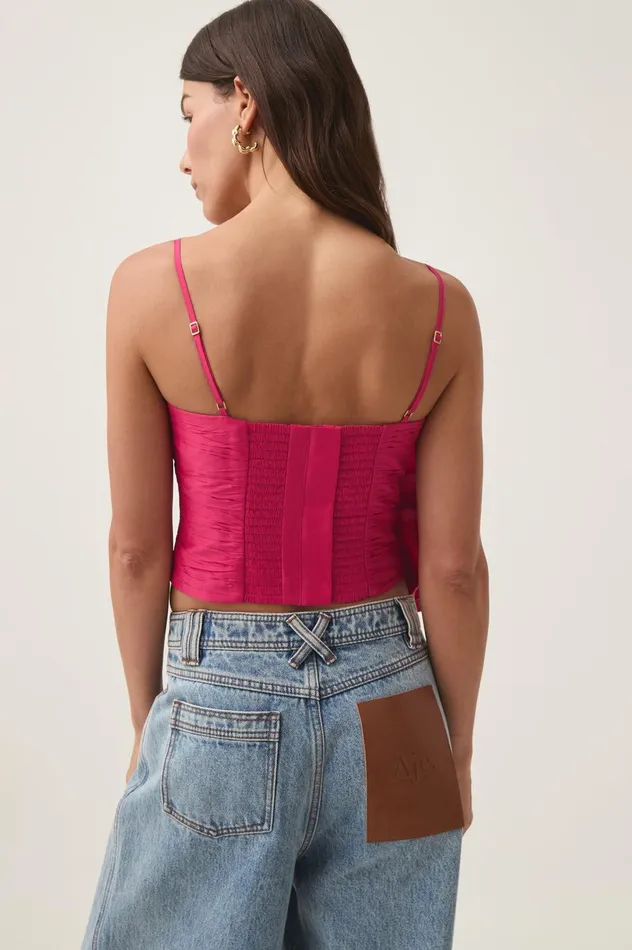 Potion Spiral Top Rich Magenta Women Aje Tops Potion Spiral Top Rich Magenta Women Aje Tops