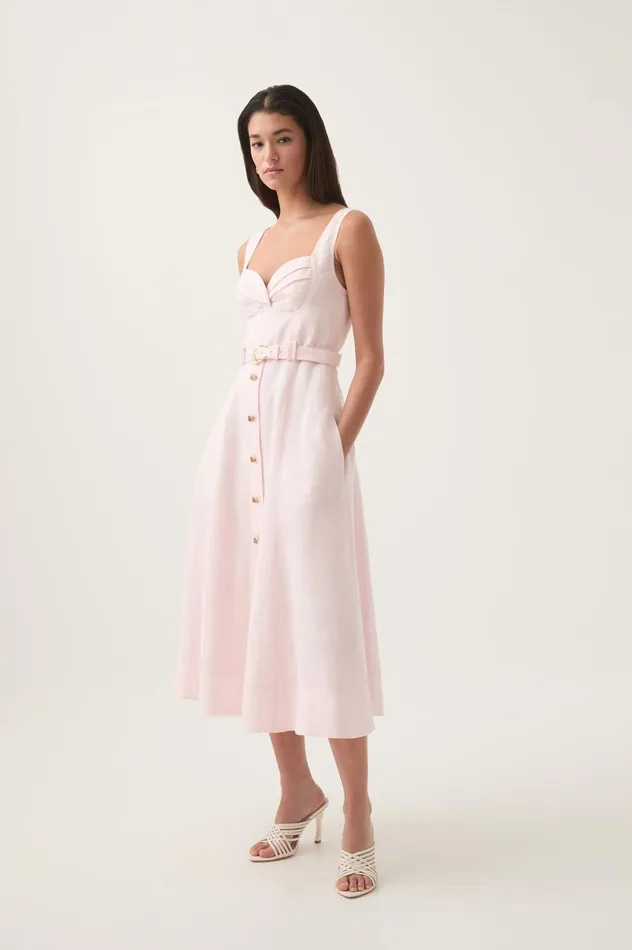 Primary Belted Midi Dress Pastel Pink Women Aje Dresses