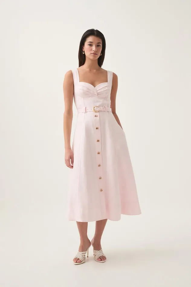 Primary Belted Midi Dress Pastel Pink Women Aje Dresses Primary Belted Midi Dress Pastel Pink Women Aje Dresses