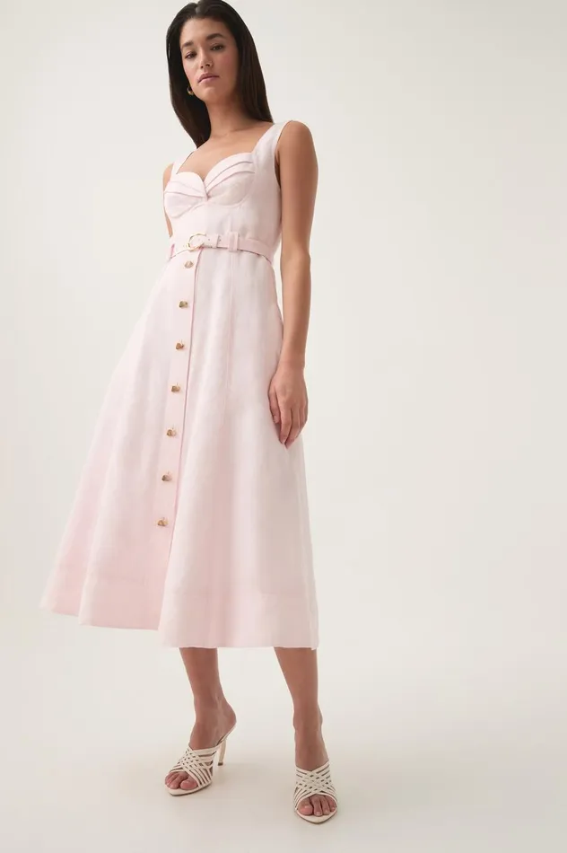 Primary Belted Midi Dress Pastel Pink Women Aje Dresses Primary Belted Midi Dress Pastel Pink Women Aje Dresses