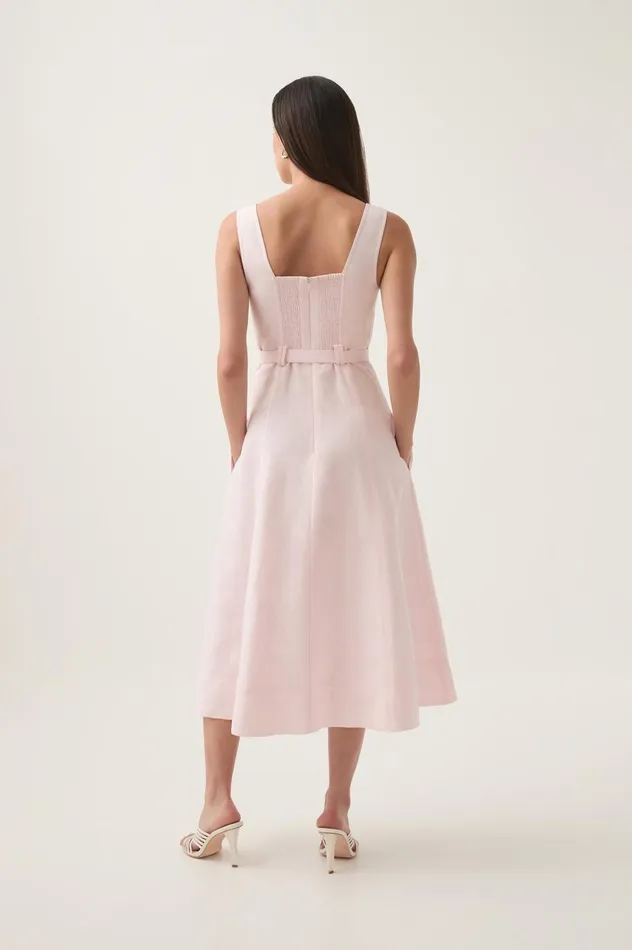 Primary Belted Midi Dress Pastel Pink Women Aje Dresses Primary Belted Midi Dress Pastel Pink Women Aje Dresses