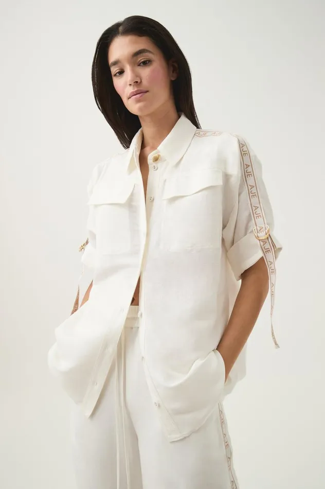 Principle Logo Shirt Ivory Women Aje Matching Sets
