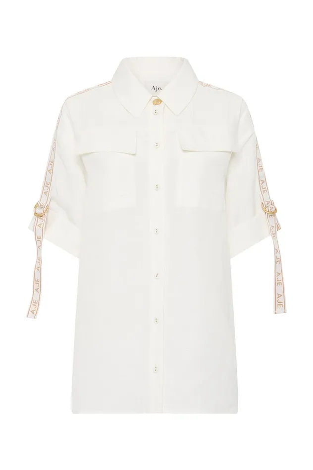 Principle Logo Shirt Ivory Women Aje Matching Sets Principle Logo Shirt Ivory Women Aje Matching Sets