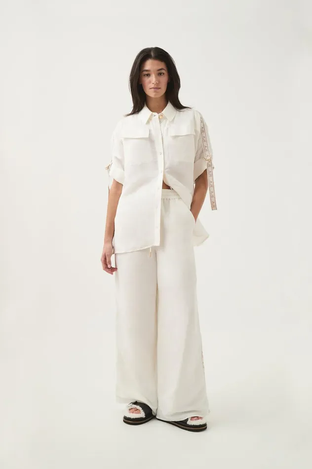 Principle Logo Shirt Ivory Women Aje Matching Sets Principle Logo Shirt Ivory Women Aje Matching Sets