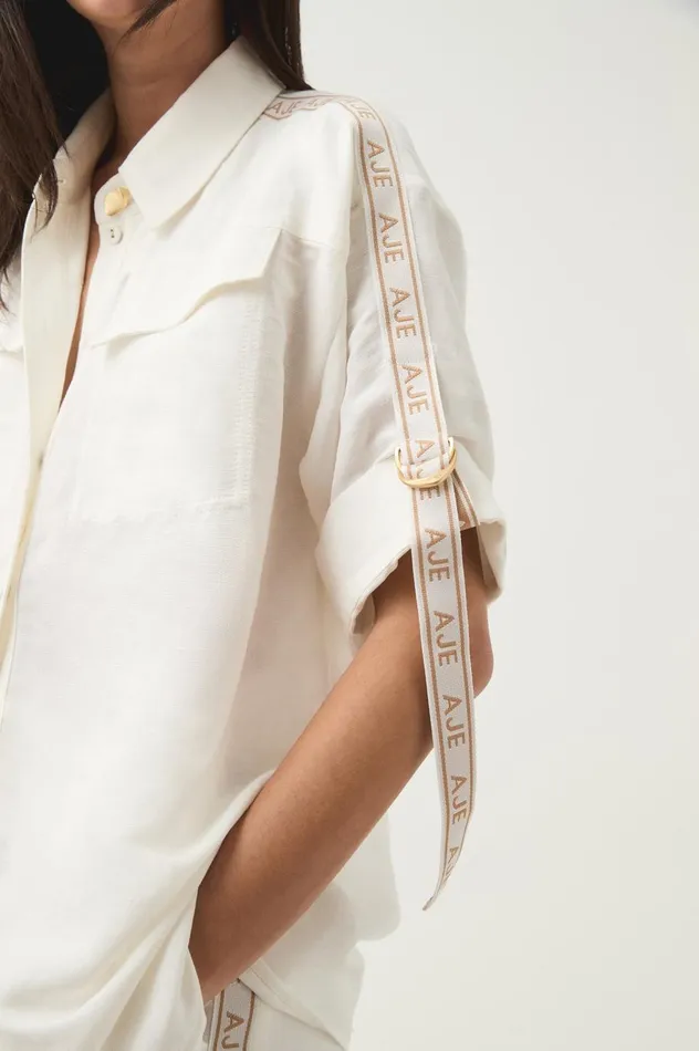 Principle Logo Shirt Ivory Women Aje Matching Sets Principle Logo Shirt Ivory Women Aje Matching Sets