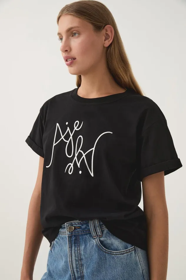 Prophecy Logo Oversized Tee Blackwhite Logo Women Aje Tees Prophecy Logo Oversized Tee Blackwhite Logo Women Aje Tees