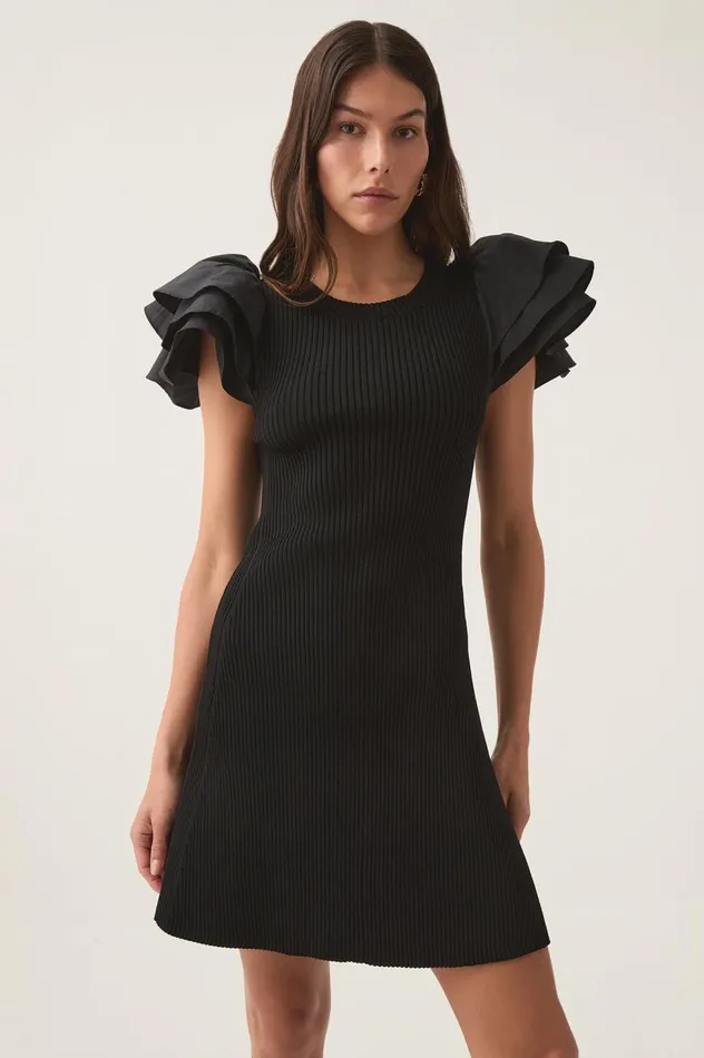 Questa Puff Mini Dress Black Women Aje Dresses