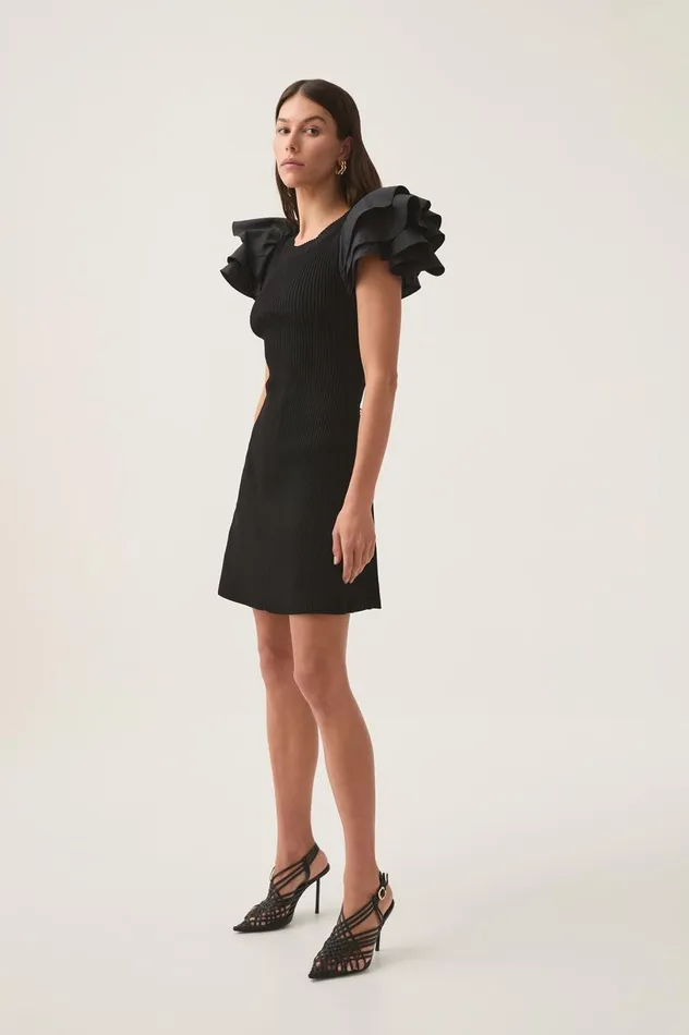 Questa Puff Mini Dress Black Women Aje Dresses Questa Puff Mini Dress Black Women Aje Dresses
