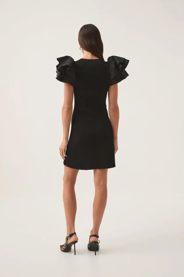 Questa Puff Mini Dress Black Women Aje Dresses Questa Puff Mini Dress Black Women Aje Dresses
