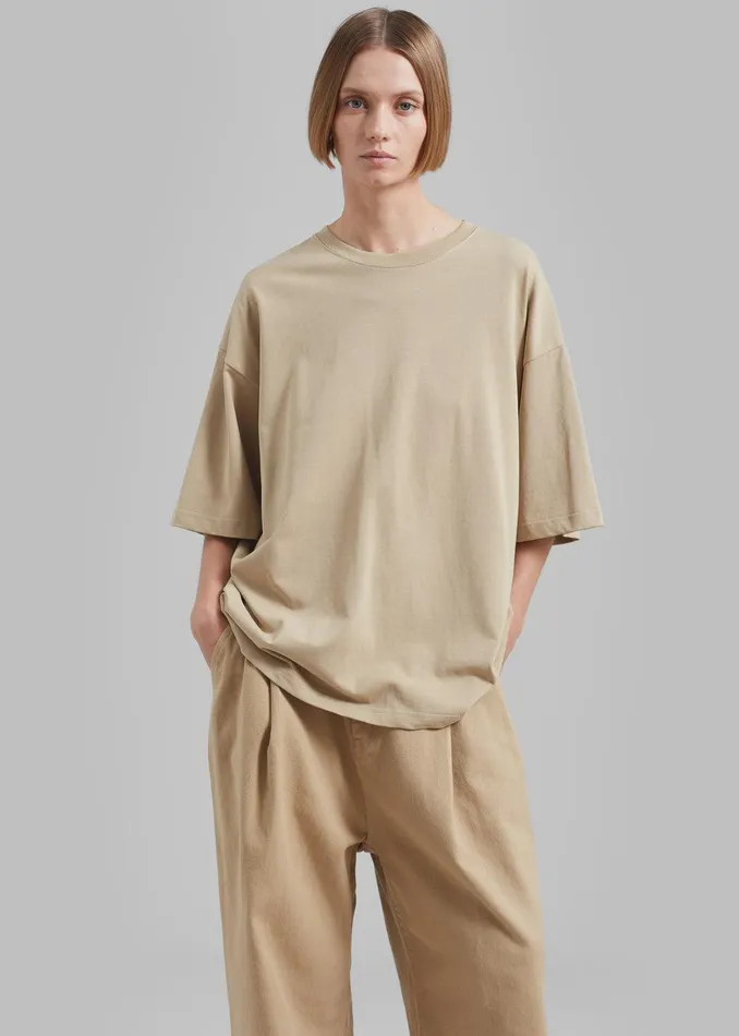 Quinn Cotton TShirt 8211 Beige Women The Frankie Shop Clothing