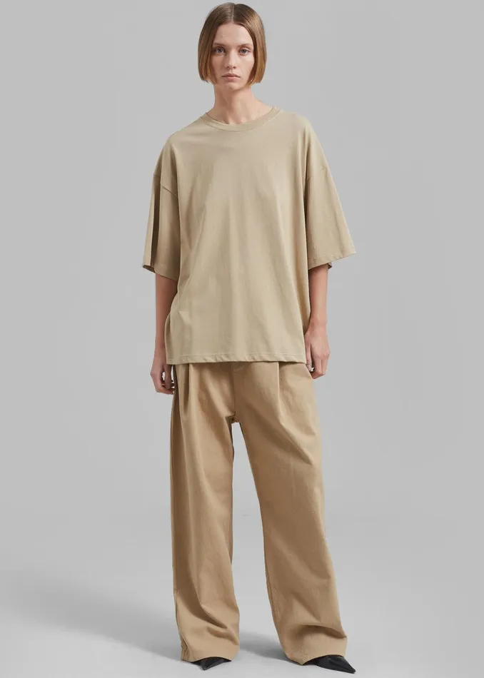 Quinn Cotton TShirt 8211 Beige Women The Frankie Shop Clothing