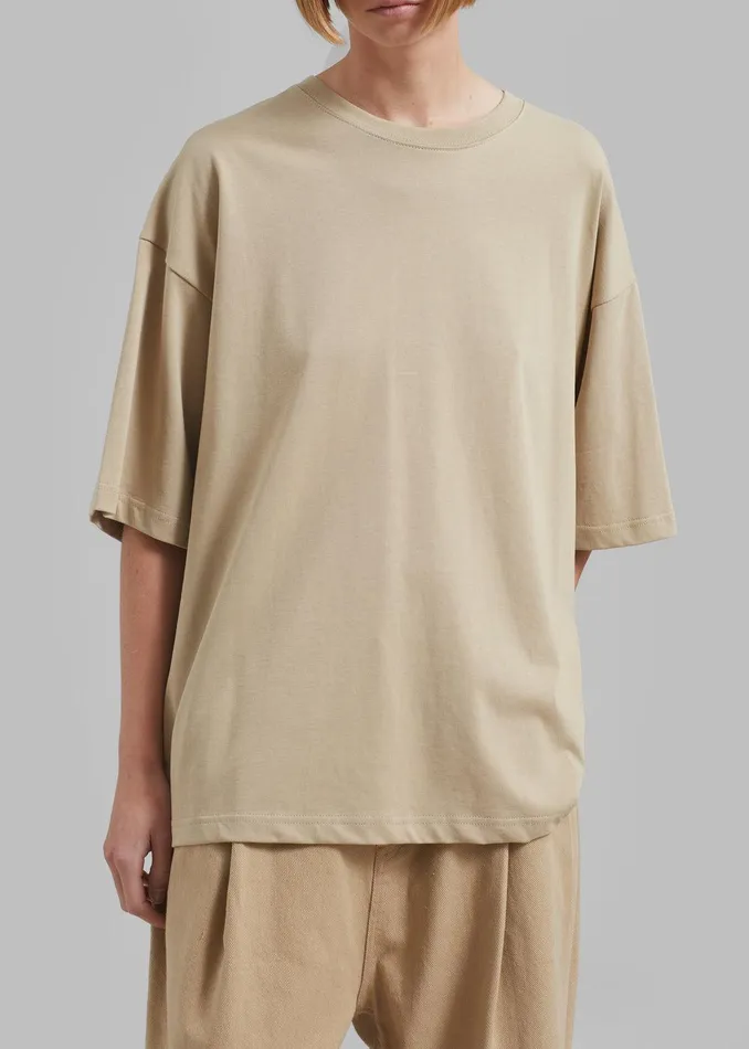 Quinn Cotton TShirt 8211 Beige Women The Frankie Shop Clothing