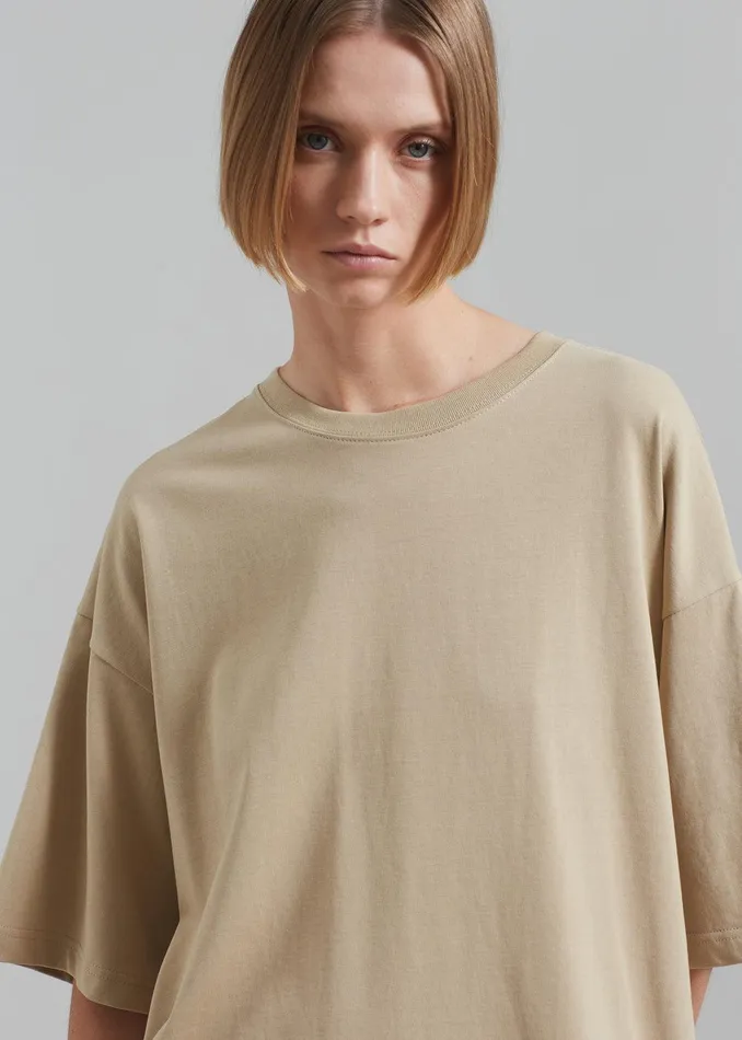 Quinn Cotton TShirt 8211 Beige Women The Frankie Shop Clothing