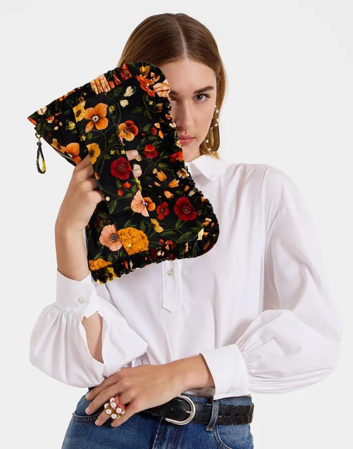Ready To Wear Bags and Pochettes La Double J Hand Pochette Botticelli Black In Cotton Velvet Ready To Wear Bags and Pochettes La Double J Hand Pochette Botticelli Black In Cotton Velvet