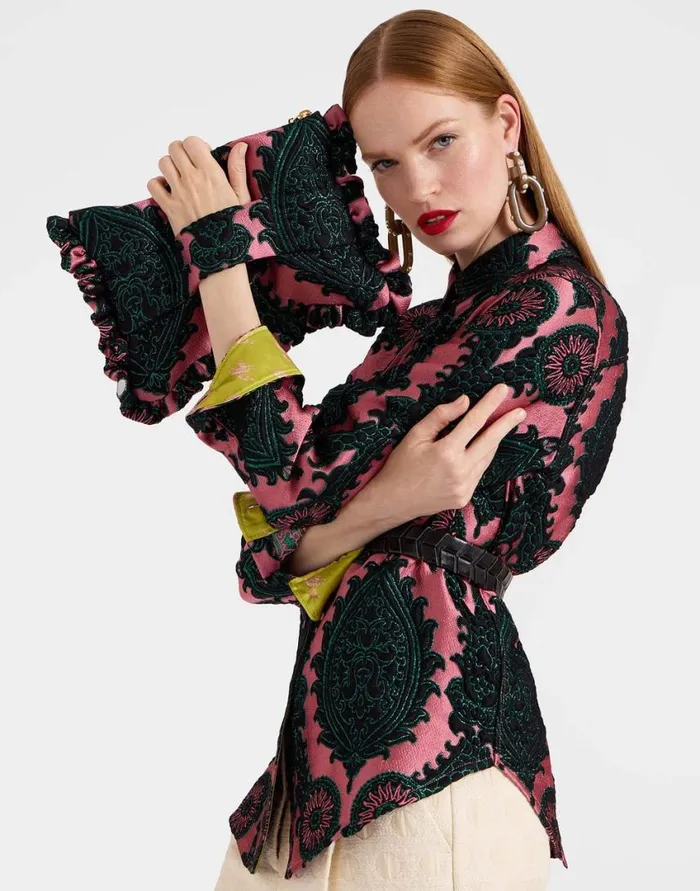 Ready To Wear Bags and Pochettes La Double J Hand Pochette Oltrarno Pink In Jacquard