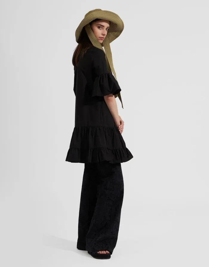 Ready To Wear Dresses La Double J Choux Dress Solid Black In Cotton Poplin Ready To Wear Dresses La Double J Choux Dress Solid Black In Cotton Poplin