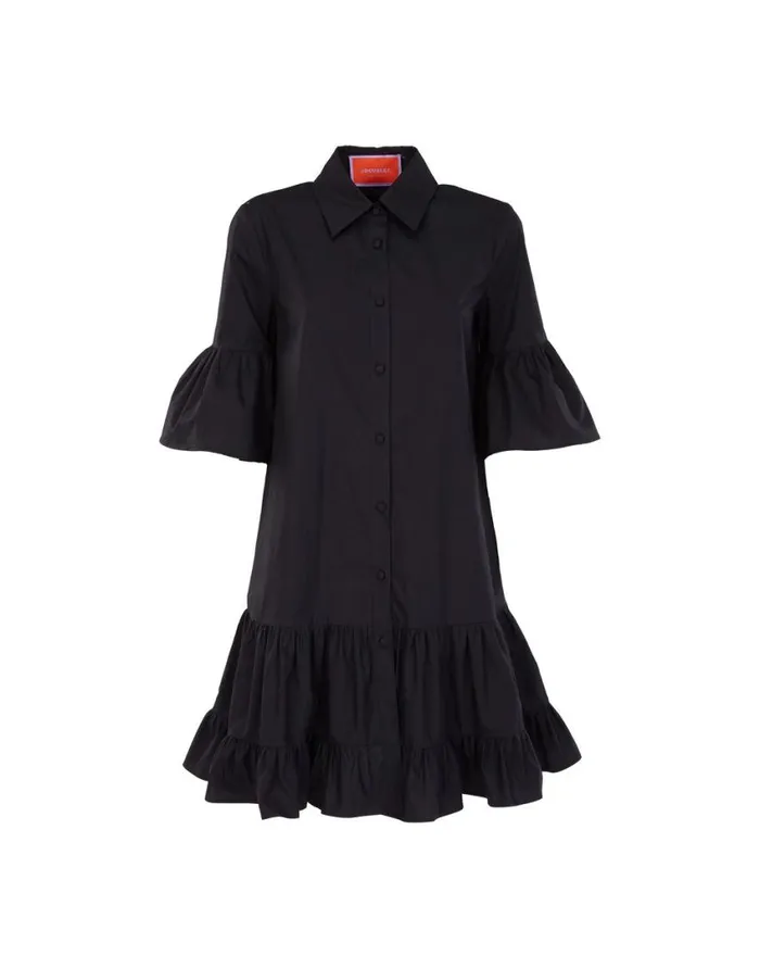 Ready To Wear Dresses La Double J Choux Dress Solid Black In Cotton Poplin Ready To Wear Dresses La Double J Choux Dress Solid Black In Cotton Poplin