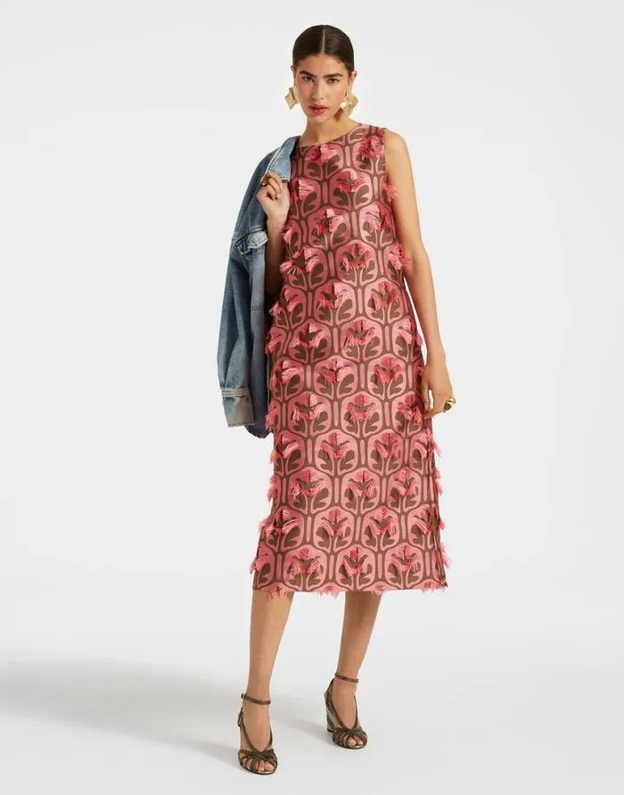 Ready To Wear Dresses La Double J Column Dress Grove Kakipink In Jacquard