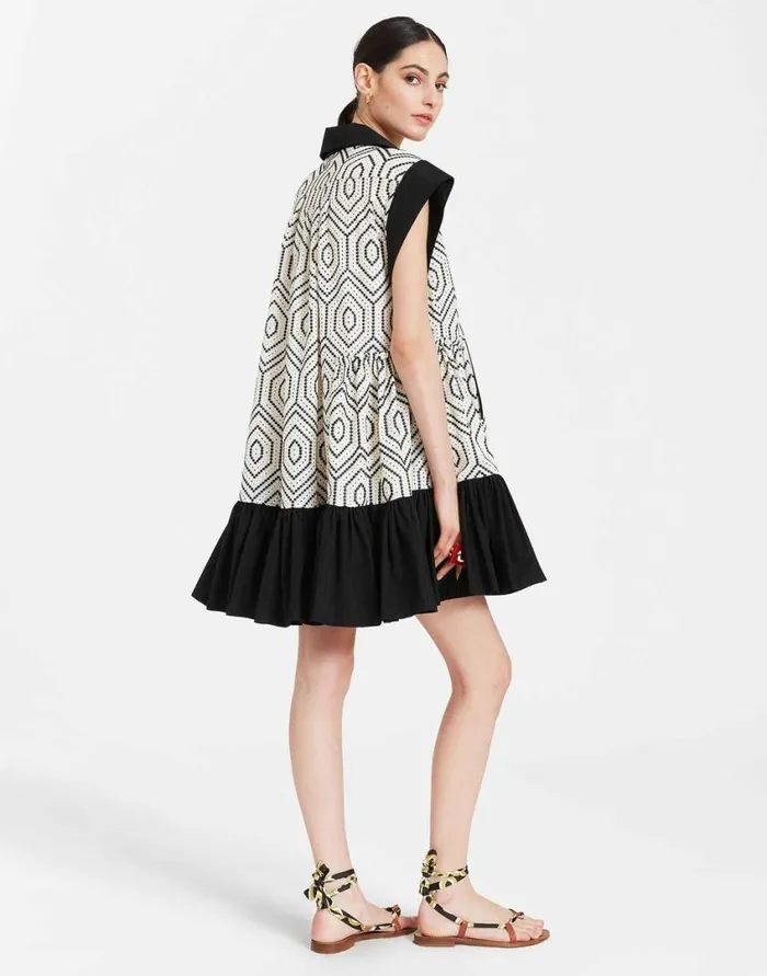 Ready To Wear Dresses La Double J Jackie Mini Dress Solid Ivory In Cotton Sangallo