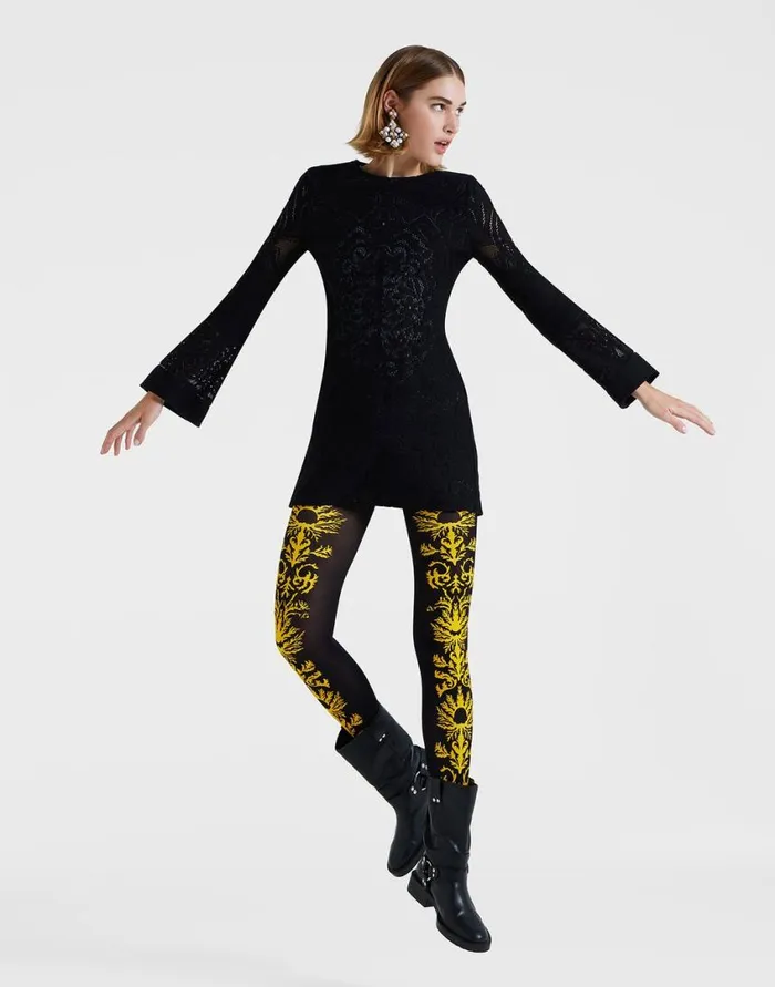Ready To Wear Dresses La Double J Lacey Mini Supreme Swing Dress Solid Black In Embroidered Cotton