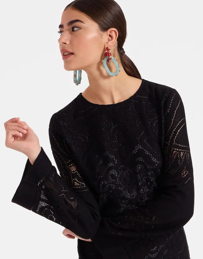 Ready To Wear Dresses La Double J Lacey Mini Supreme Swing Dress Solid Black In Embroidered Cotton Ready To Wear Dresses La Double J Lacey Mini Supreme Swing Dress Solid Black In Embroidered Cotton