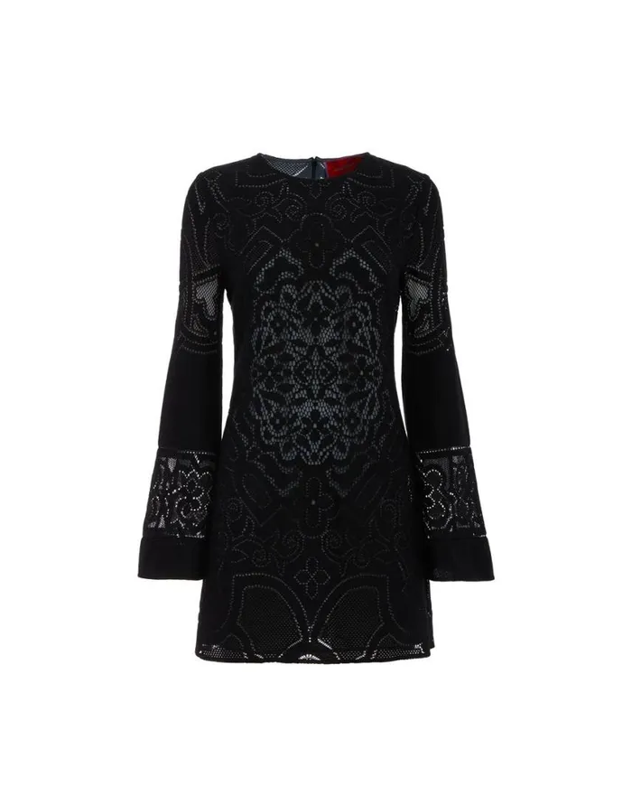 Ready To Wear Dresses La Double J Lacey Mini Supreme Swing Dress Solid Black In Embroidered Cotton Ready To Wear Dresses La Double J Lacey Mini Supreme Swing Dress Solid Black In Embroidered Cotton