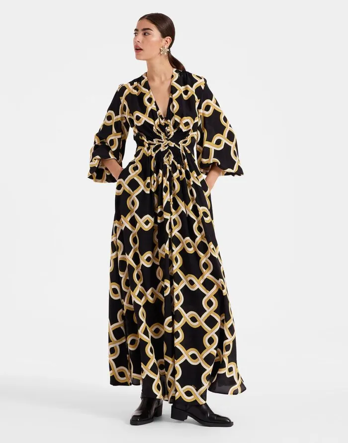 Ready To Wear Dresses La Double J Long Camerino Dress Tackle Black In Crepe De Chine Silk Ready To Wear Dresses La Double J Long Camerino Dress Tackle Black In Crepe De Chine Silk