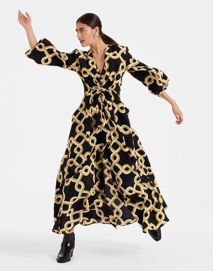 Ready To Wear Dresses La Double J Long Camerino Dress Tackle Black In Crepe De Chine Silk Ready To Wear Dresses La Double J Long Camerino Dress Tackle Black In Crepe De Chine Silk