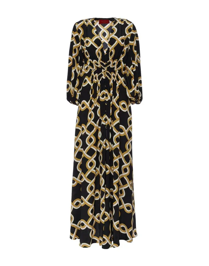 Ready To Wear Dresses La Double J Long Camerino Dress Tackle Black In Crepe De Chine Silk Ready To Wear Dresses La Double J Long Camerino Dress Tackle Black In Crepe De Chine Silk