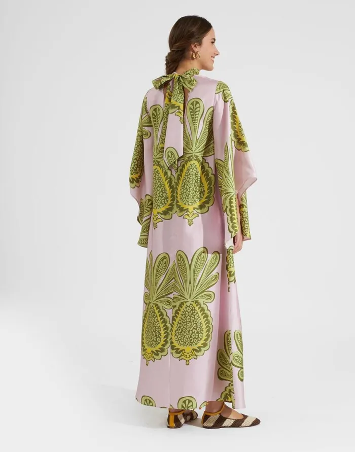 Ready To Wear Dresses La Double J Magnifico Dress Big Pineapple Pink In Twill Silk Ready To Wear Dresses La Double J Magnifico Dress Big Pineapple Pink In Twill Silk