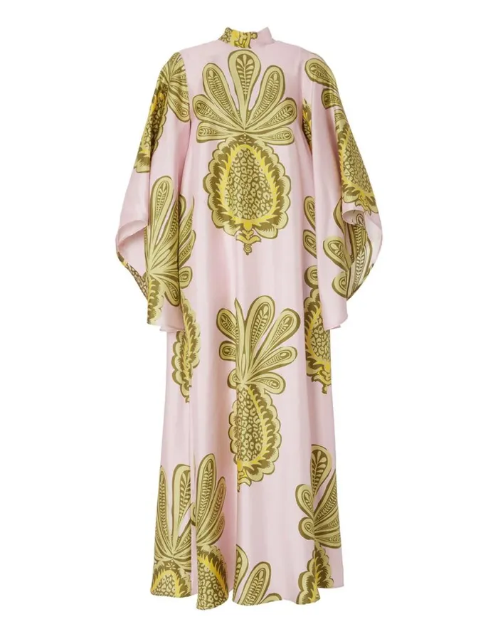 Ready To Wear Dresses La Double J Magnifico Dress Big Pineapple Pink In Twill Silk Ready To Wear Dresses La Double J Magnifico Dress Big Pineapple Pink In Twill Silk