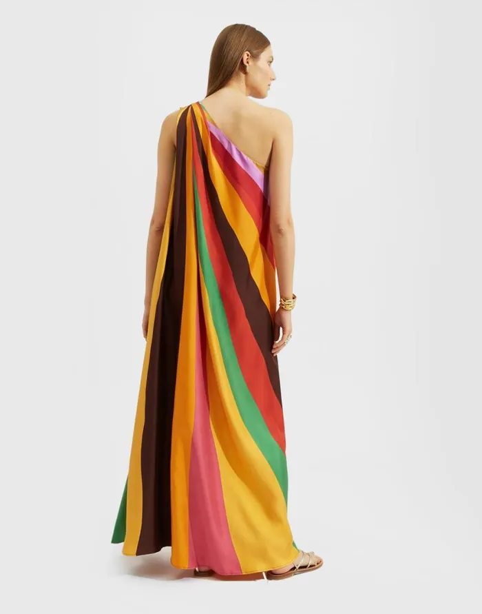 Ready To Wear Dresses La Double J Roy Dress Placed Rainbow In Twill Silk Ready To Wear Dresses La Double J Roy Dress Placed Rainbow In Twill Silk