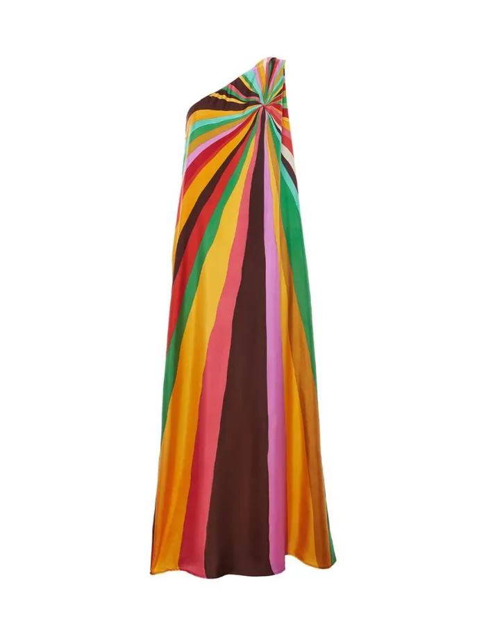 Ready To Wear Dresses La Double J Roy Dress Placed Rainbow In Twill Silk Ready To Wear Dresses La Double J Roy Dress Placed Rainbow In Twill Silk