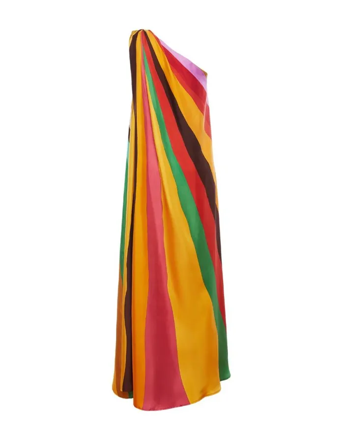 Ready To Wear Dresses La Double J Roy Dress Placed Rainbow In Twill Silk Ready To Wear Dresses La Double J Roy Dress Placed Rainbow In Twill Silk