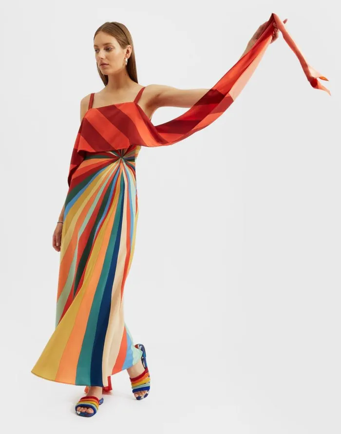 Ready To Wear Dresses La Double J SlipAround Dress Place Rainbow In Crepe De Chine
