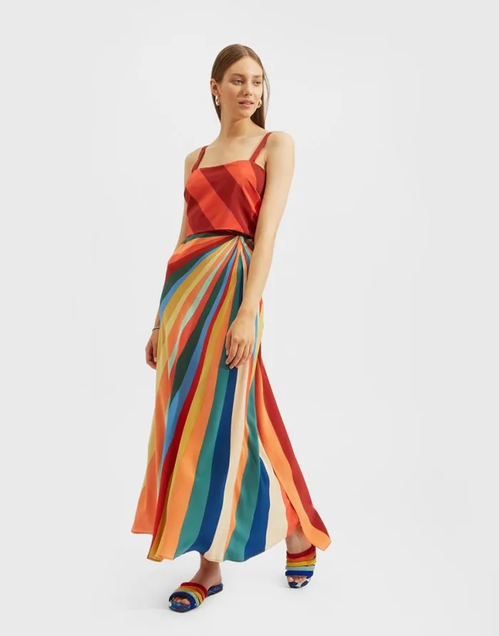 Ready To Wear Dresses La Double J SlipAround Dress Place Rainbow In Crepe De Chine Ready To Wear Dresses La Double J SlipAround Dress Place Rainbow In Crepe De Chine