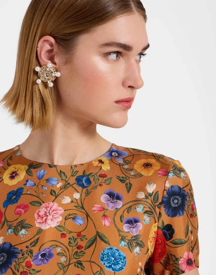 Ready To Wear Dresses La Double J Swing Dress Botticelli Rust In Silk Twill With Feathers Ready To Wear Dresses La Double J Swing Dress Botticelli Rust In Silk Twill With Feathers
