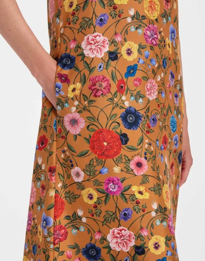 Ready To Wear Dresses La Double J Swing Dress Botticelli Rust In Silk Twill With Feathers Ready To Wear Dresses La Double J Swing Dress Botticelli Rust In Silk Twill With Feathers