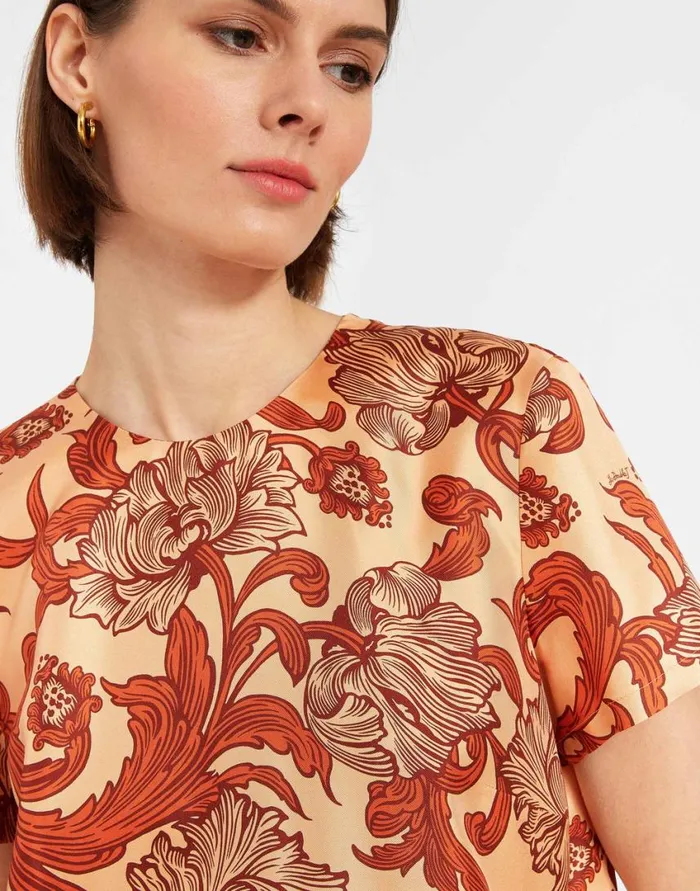 Ready To Wear Dresses La Double J Swing Dress Reef Pale Pink In Silk Twill With Feathers Ready To Wear Dresses La Double J Swing Dress Reef Pale Pink In Silk Twill With Feathers