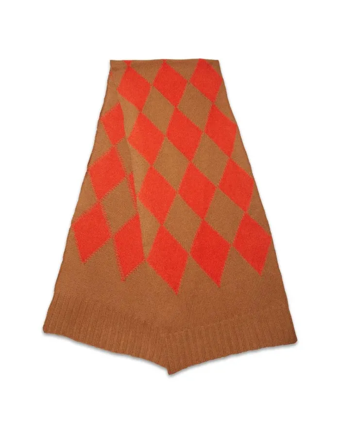 Ready To Wear Foulards and Scarves La Double J Argyle Scarf Camel Orange In Wool