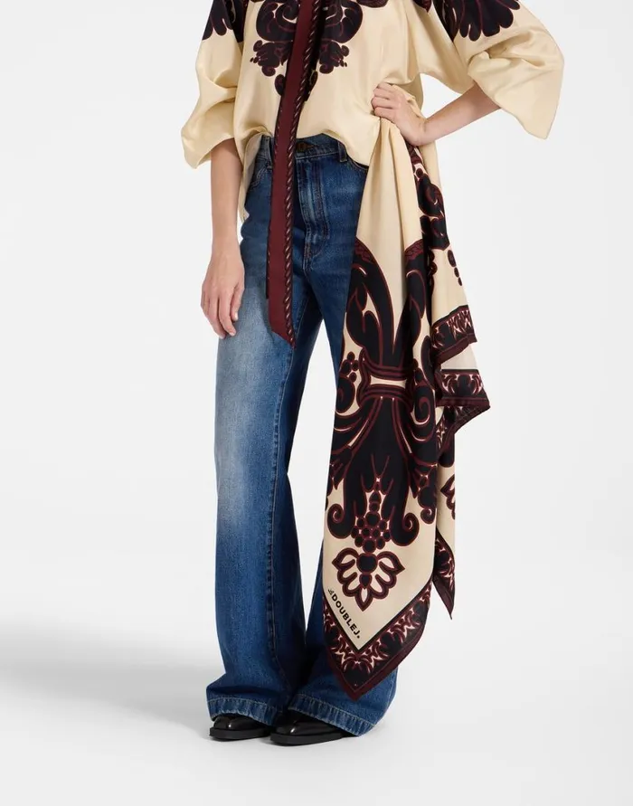 Ready To Wear Foulards and Scarves La Double J Silk Foulard Corsini Place Cream In Silk Wool Ready To Wear Foulards and Scarves La Double J Silk Foulard Corsini Place Cream In Silk Wool