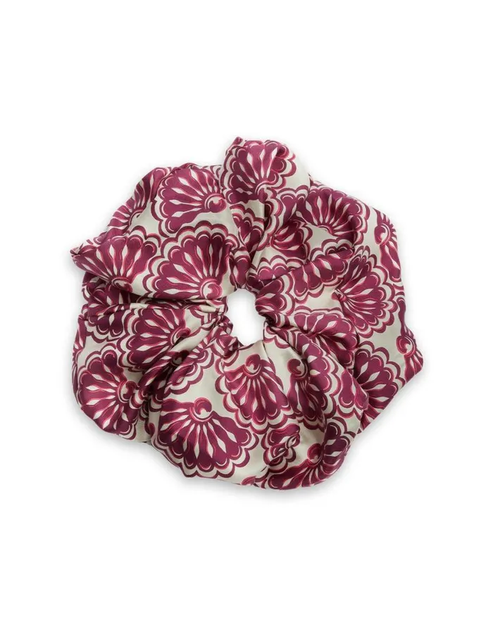 Ready To Wear Hair Accessories La Double J Giga Scrunchie Fans Purple In Silk Twill