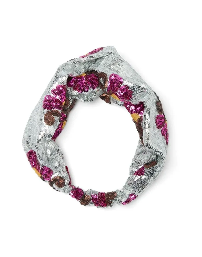 Ready To Wear Hair Accessories La Double J Pinup Headband Silver In Textured Sequins