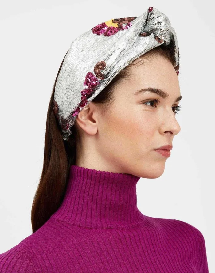 Ready To Wear Hair Accessories La Double J Pinup Headband Silver In Textured Sequins Ready To Wear Hair Accessories La Double J Pinup Headband Silver In Textured Sequins