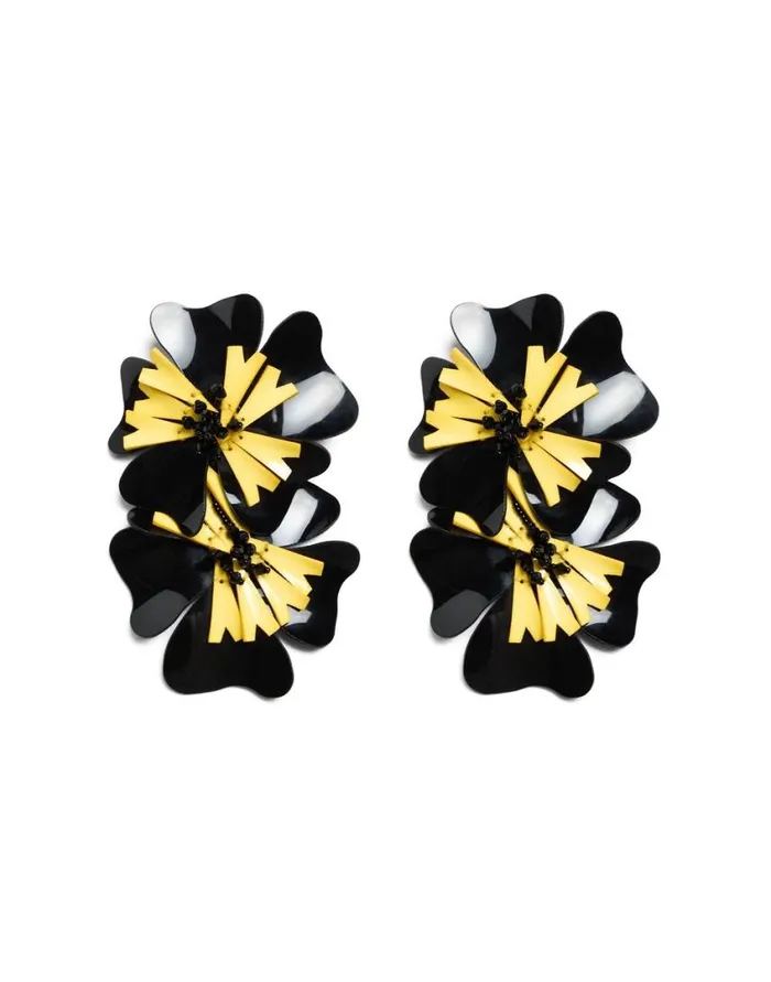 Ready To Wear Jewelry La Double J Flora Earrings Solid Black In Macro Pansy Ready To Wear Jewelry La Double J Flora Earrings Solid Black In Macro Pansy